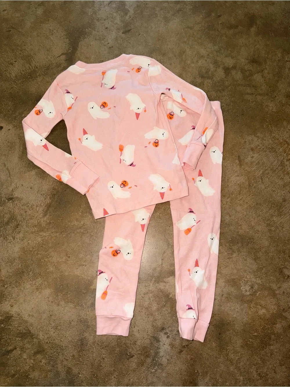 Carter’s Child of Mine 2T Fit Pink Halloween Ghost Pajama Set October Pumpkin 3T